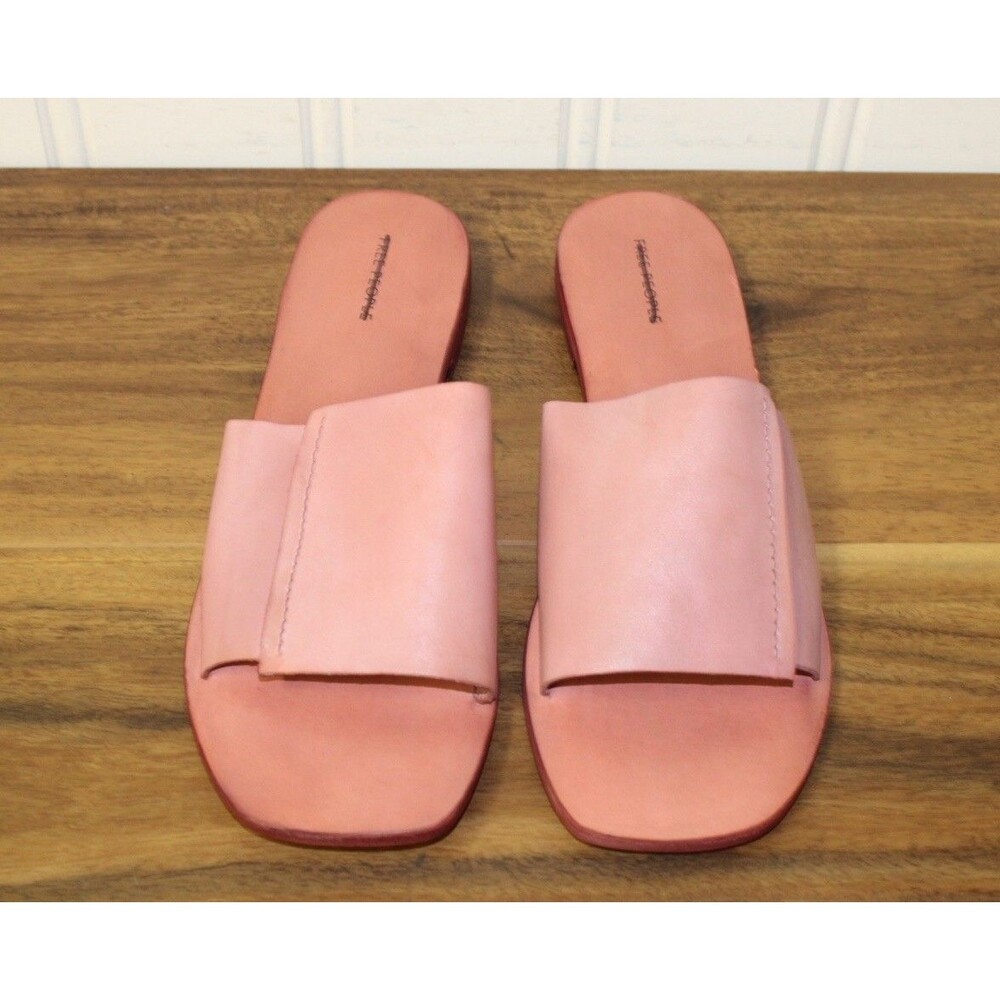 Free People Verona Slide Sandal Watermelon Pink Leather Boho Flats Size 39.5‎ 9 - Picture 4 of 8